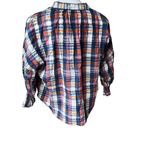 Finley Rex Top in Newbury Port Plaid Popover 3/4 Sleeve Crepe Multicolor… - Picture 6 of 13